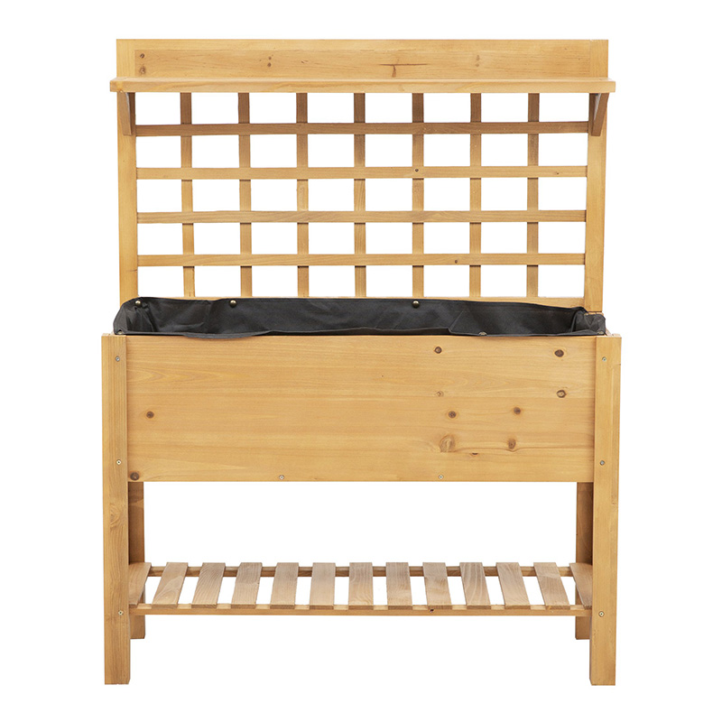 41インチ x 18インチ x 53インチ 高架ガーデン 棚と車輪付きベッド ソリッドウッド プランター フラワー ハーブ ボックス 野菜 フラワー アウトドア/インドア - ブラウン