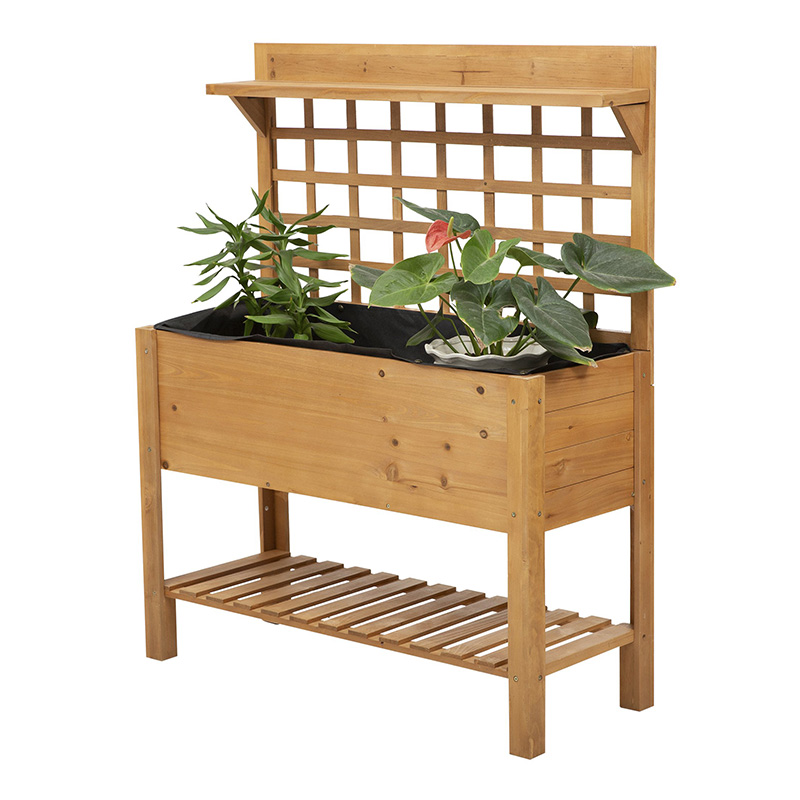 41インチ x 18インチ x 53インチ 高架ガーデン 棚と車輪付きベッド ソリッドウッド プランター フラワー ハーブ ボックス 野菜 フラワー アウトドア/インドア - ブラウン 41インチ x 18インチ x 53インチ 高架ガーデン 棚と車輪付きベッド ソリッドウッド プランター フラワー ハーブ ボックス 野菜 フラワー アウトドア/インドア - ブラウン