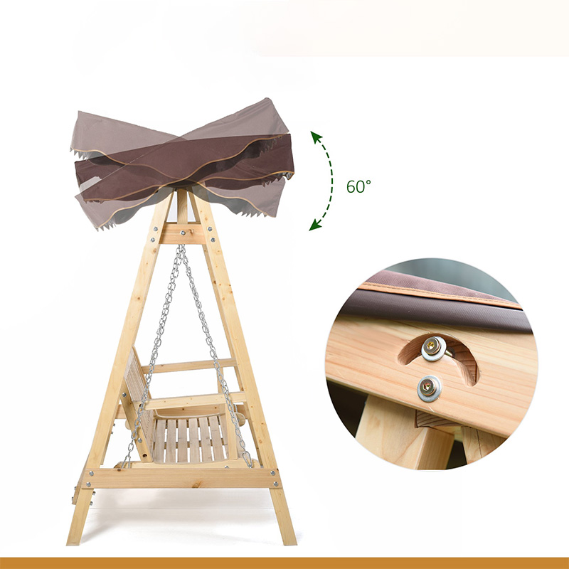 2 人用屋外ブランコ ポーチ ブランコ、木製スタンド付き、強力な A フレーム設計、調節可能な水戦用キャノピー