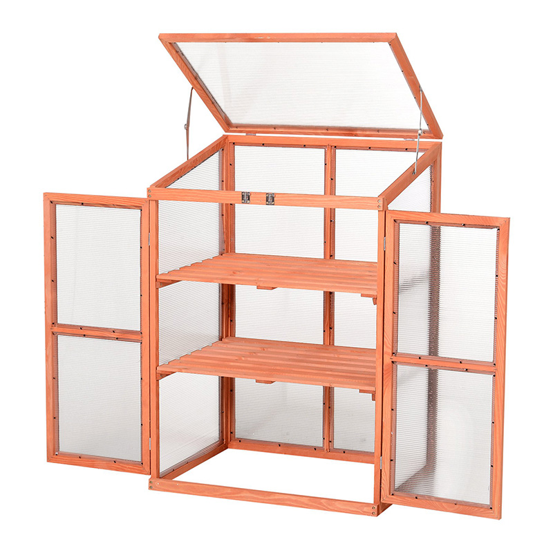 植物を暖かく保つためのポリカーボネートパネル付き長方形温室プランターボックス