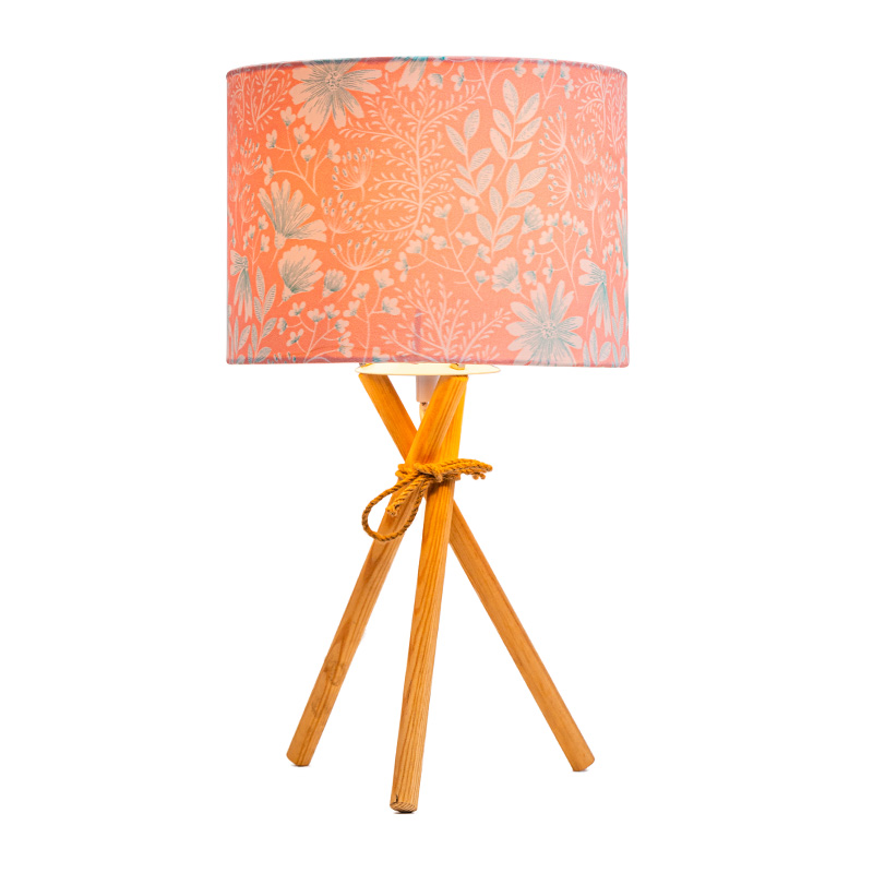 アンティーク アイス ブルーとナチュラル ロープ仕上げ - ラウンド ハードバック ナチュラル リネン シェード - オン/オフ ロータリー スイッチ