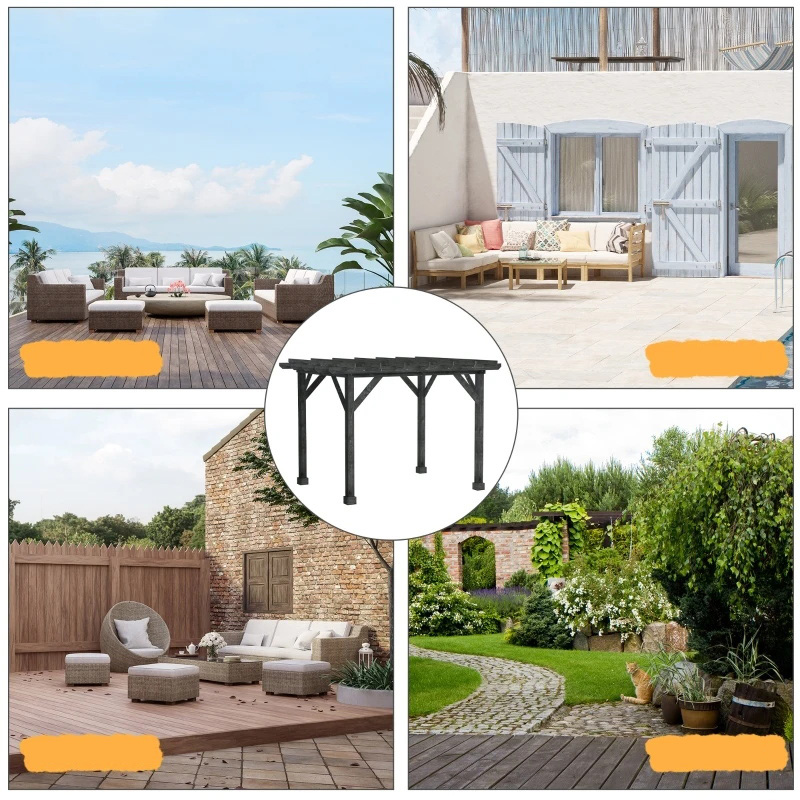 アウトドア 10フィート x 10フィート パーゴラ ガゼボ 100%木製パーゴラ パティオ、デッキ、ガーデン、ガゼボに最適 バーベキュー、パーティー、ピクニックに最適 ブラック