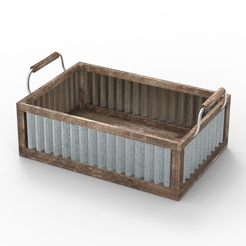 整理収納用木製収納クレート 3個入り ブラウン