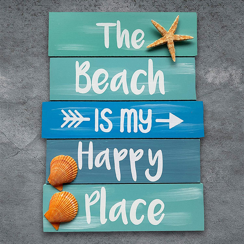 The Beach is My Happy Place Sign - ビーチハウスの装飾 - ウッドサイン
