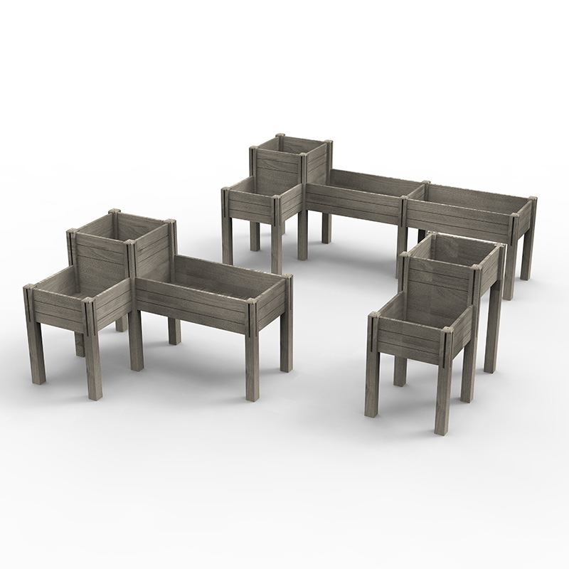 3段上げガーデンベッド、収納棚付き、上げられた木製プランターボックスキット