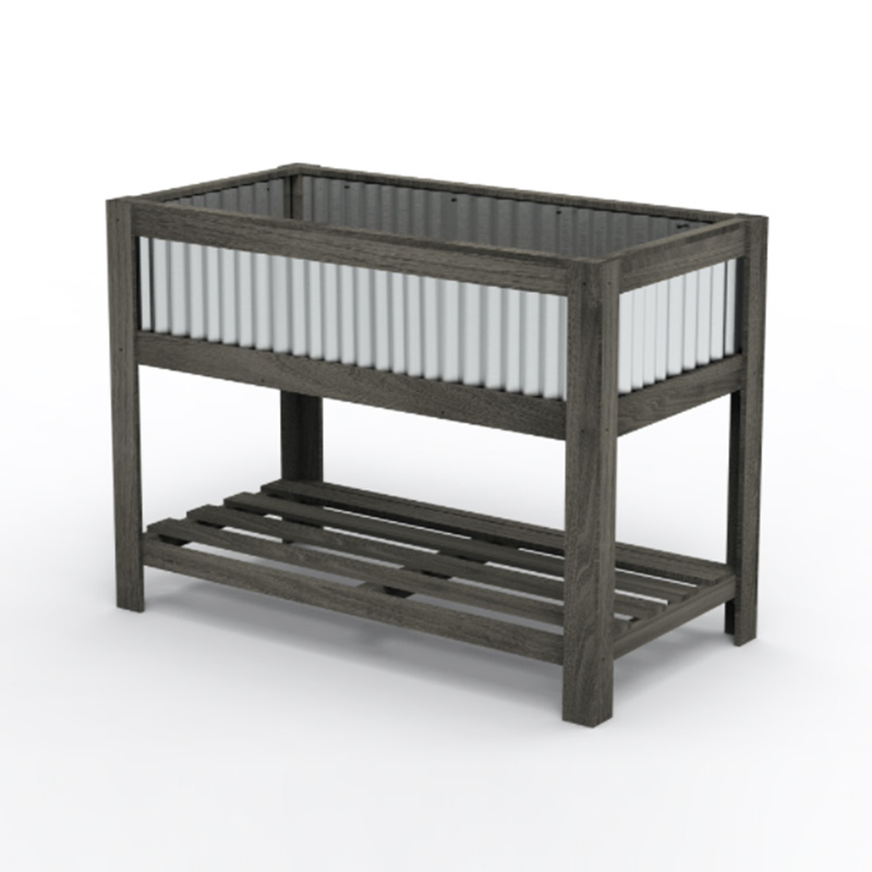 47インチ x 23インチ x 35インチ 木製の上げられたガーデンプランターベッド、植栽、収納棚、多用途に使える広々としたエリア。