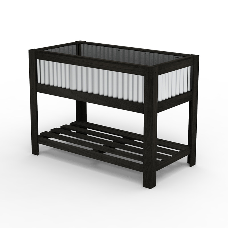 47インチ x 23インチ x 35インチ 木製の上げられたガーデンプランターベッド、植栽、収納棚、多用途に使える広々としたエリア。