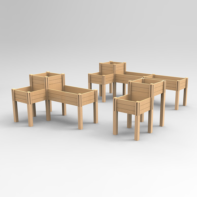 3段上げガーデンベッド、収納棚付き、上げられた木製プランターボックスキット