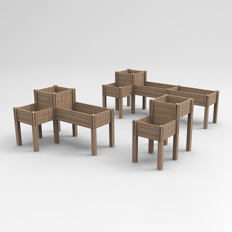 3段上げガーデンベッド、収納棚付き、上げられた木製プランターボックスキット