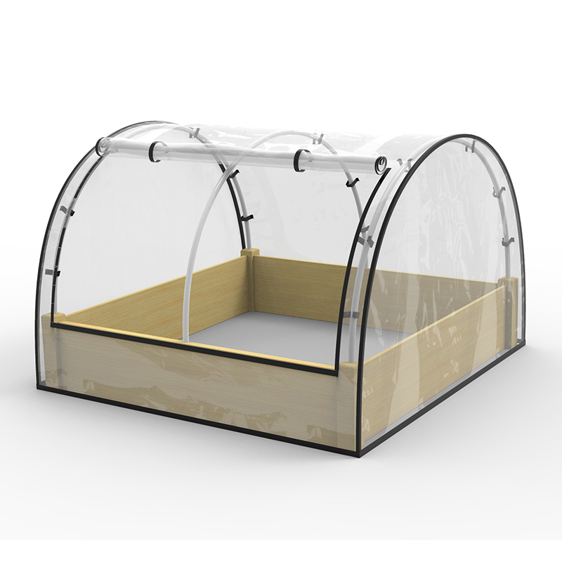 上げられた庭の花壇キット、温室付き、木製コールドフレームプランター、ナチュラル