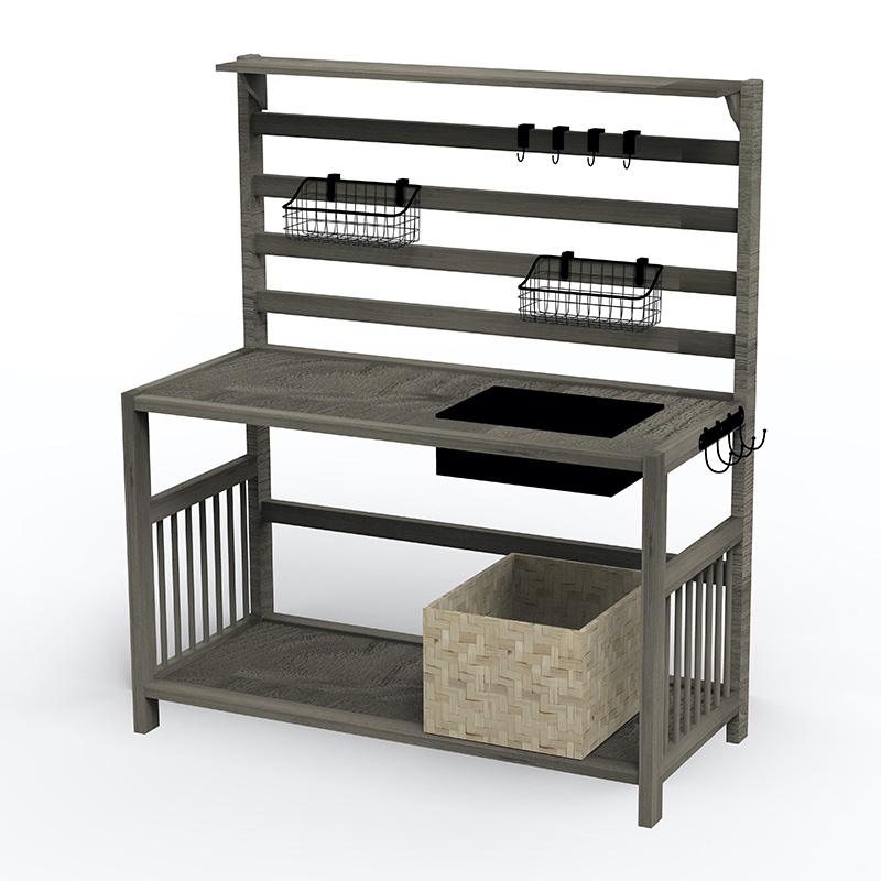 ポッティングベンチテーブル、ふるいスクリーン付きガーデンワークステーション、取り外し可能なシンクとバスケット