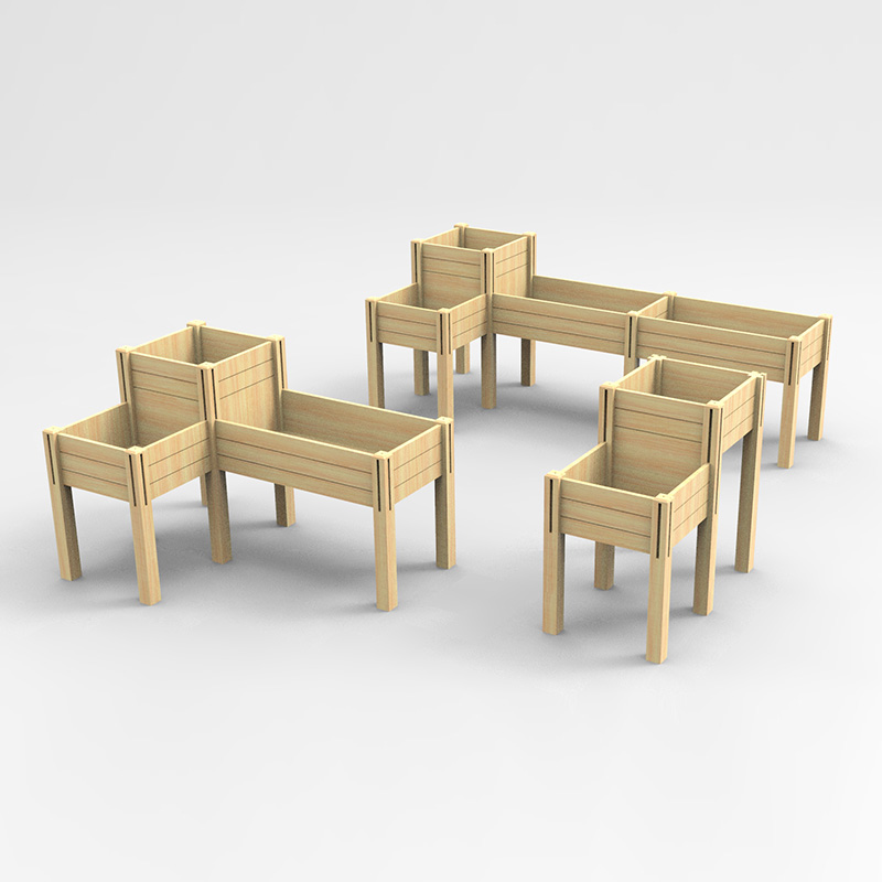 3段上げガーデンベッド、収納棚付き、上げられた木製プランターボックスキット