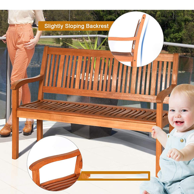 屋外折りたたみ式ガーデンベンチ、2人掛けパティオ木製ベンチ、パティオ、ポーチまたはバルコニー用の背もたれとアームレスト付きラブシートチェア、イエロー