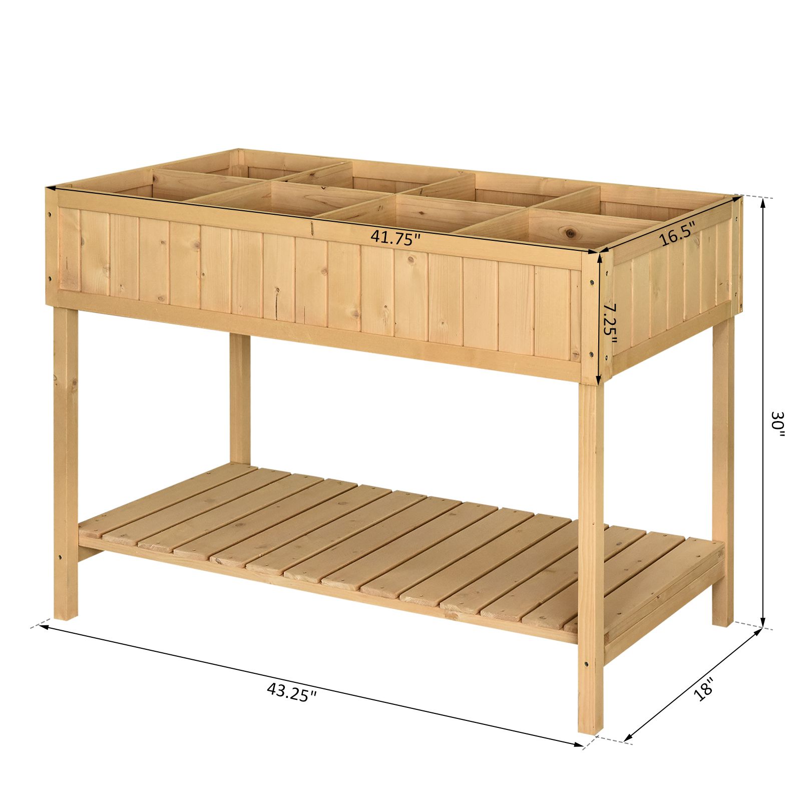 盛り上がった木製ガーデンベッドグリッドプランタースタンド 8スロット付き ハーブ野菜や花を育てるための限られた庭スペースに最適