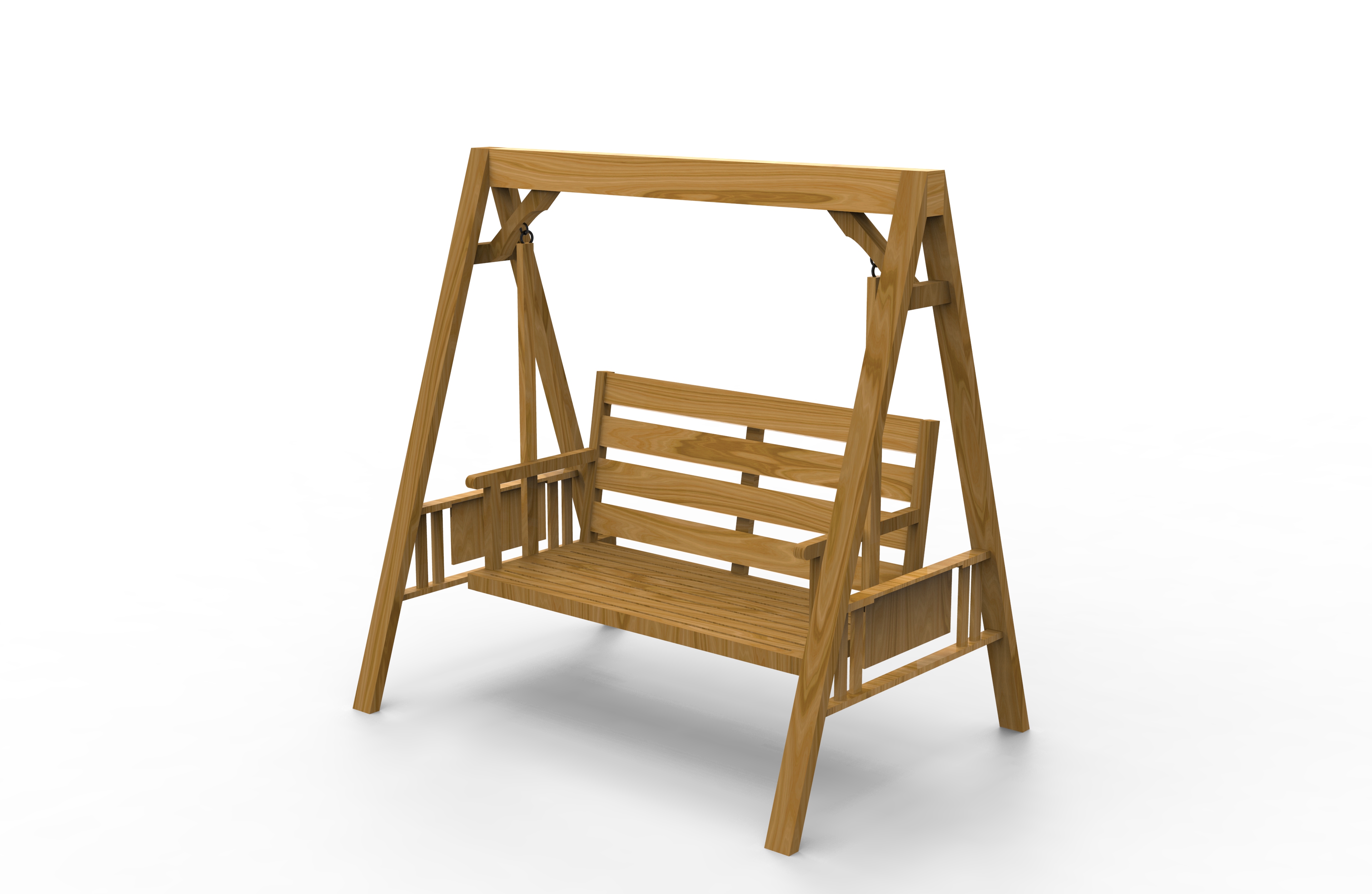 2 人用屋外スイング ポーチ スイング、木製スタンド、強力な A フレーム デザイン、調節可能な水戦キャノピー、素朴なスタイルのスイング