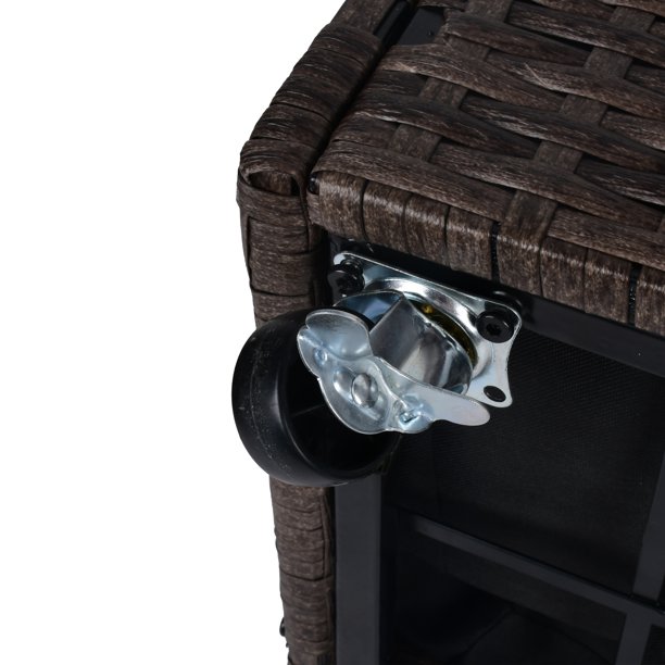 屋内/屋外用ラタンフラワープランターボックス 下に工具収納ラックと頑丈な高さ28インチの作業エリア付き