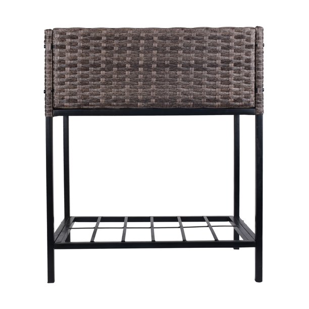 屋内/屋外用ラタンフラワープランターボックス 下に工具収納ラックと頑丈な高さ28インチの作業エリア付き