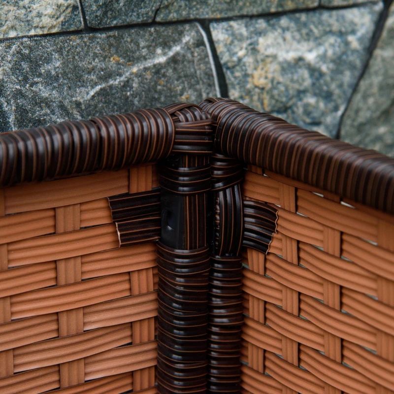 屋内/屋外用ラタンフラワープランターボックス 下に工具収納ラックと頑丈な高さ28インチの作業エリア付き