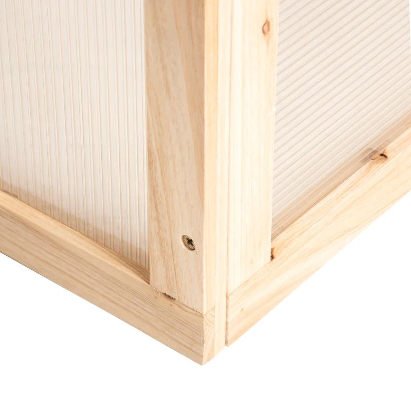 上げられた庭の花壇キット、温室付き、木製コールドフレームプランター、ナチュラル