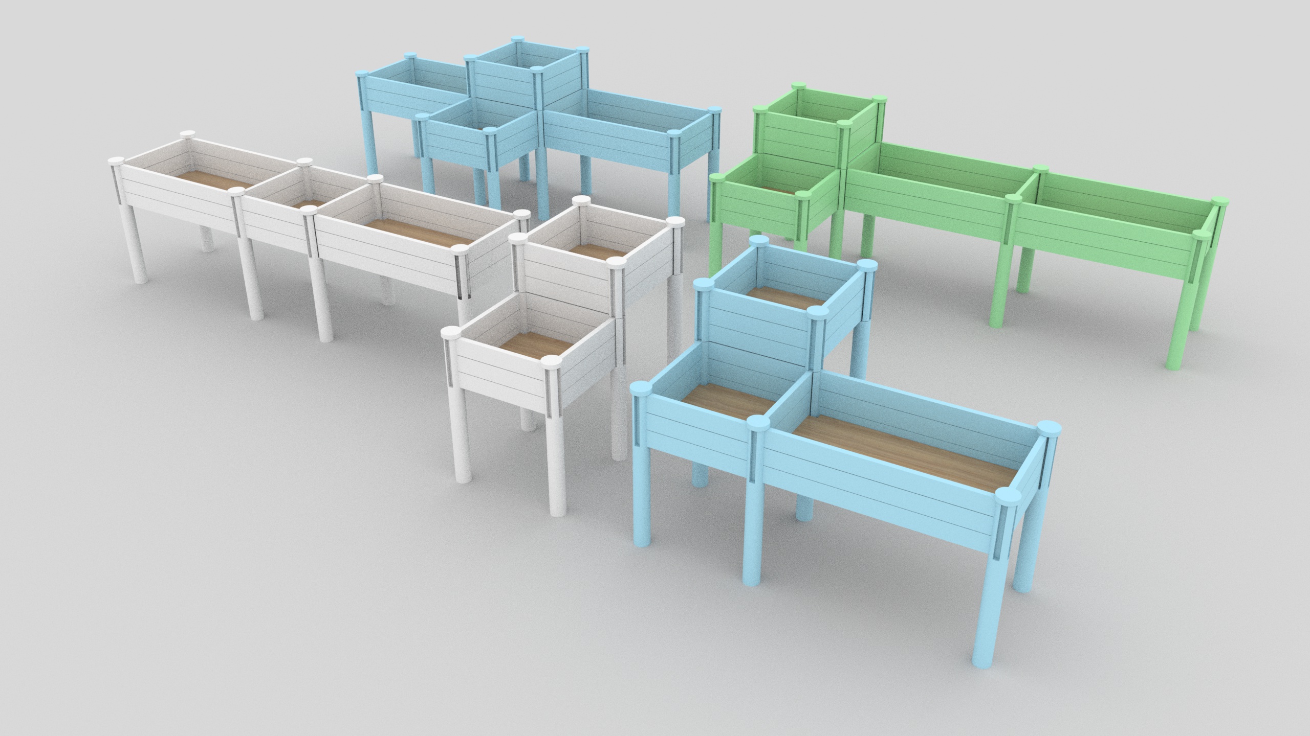 3段上げガーデンベッド、収納棚付き、上げられた木製プランターボックスキット