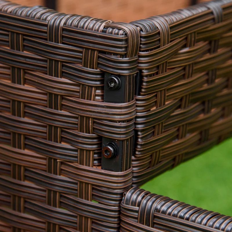 屋内/屋外用ラタンフラワープランターボックス 下に工具収納ラックと頑丈な高さ28インチの作業エリア付き