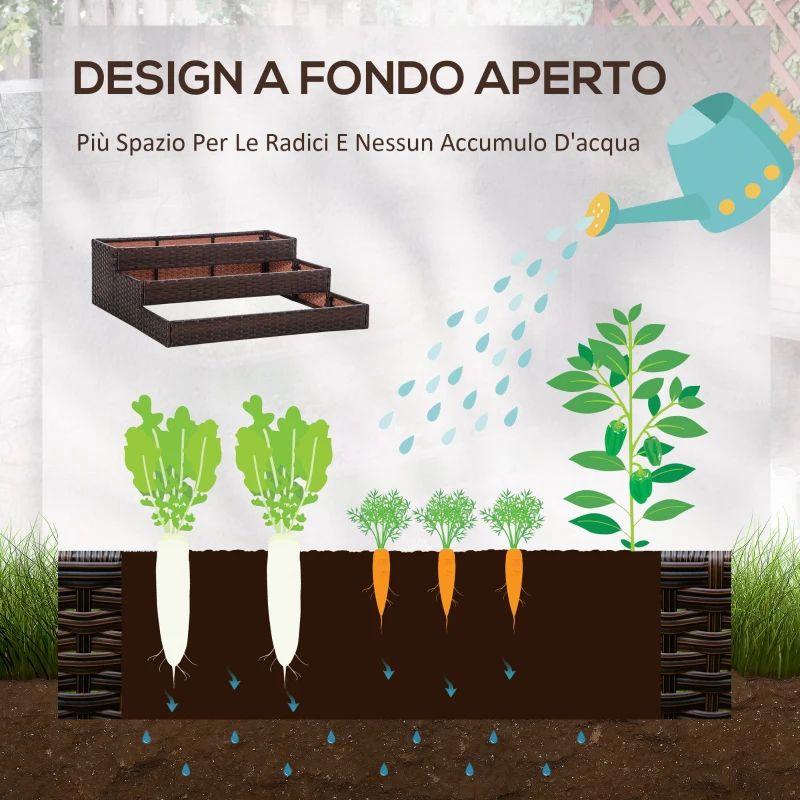 屋内/屋外用ラタンフラワープランターボックス 下に工具収納ラックと頑丈な高さ28インチの作業エリア付き