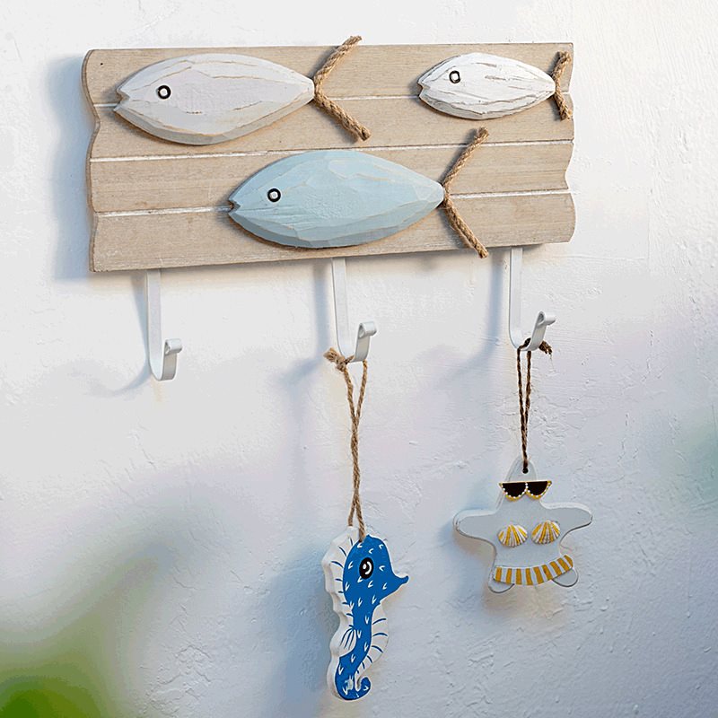 Lixincrafts 海辺の聖域の装飾、海のスタイルの装飾、船の車輪 - 魚の装飾