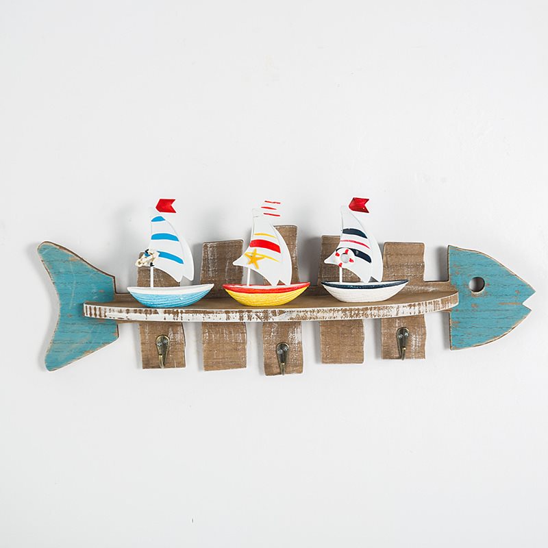 Lixincrafts 海辺の聖域の装飾、海のスタイルの装飾、船の車輪 - 魚の装飾